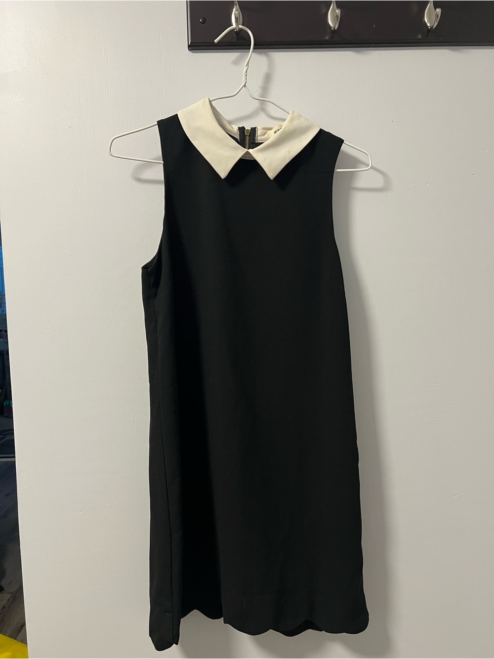 Classic Black Shift Dress with White Collar